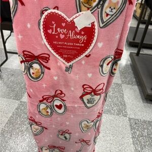 Love locket Velvet Plush Throw with Heart and pug frenchie golden retriever